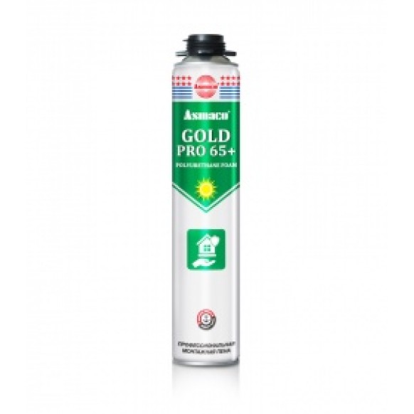 Пена монтажная PRO65+ 900гр ASMACO GOLD PRO 65+ GUN TYPE (под пистолет) /12/