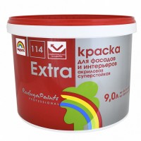 Краска "Extra-114" акриловая для фасадов и интерьеров 9л Краска "Extra-114" акриловая для фасадов и интерьеров 9л
