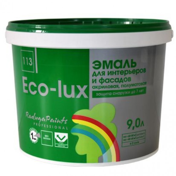 ЭМАЛЬ "РАДУГА Eco-lux" Радуга-113 полуглянцевая фасадная 2,7л /4/