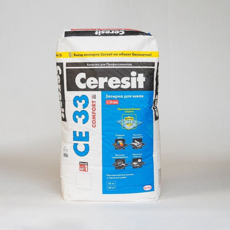 Затирка Ceresit CE33 SUPER д/швов до 5 мм (белая), 25кг/48/